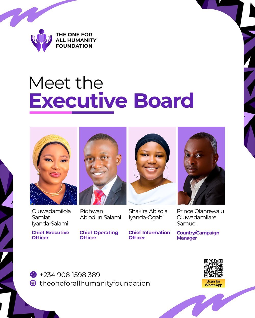 The One for All Humanity Foundation Executive Board